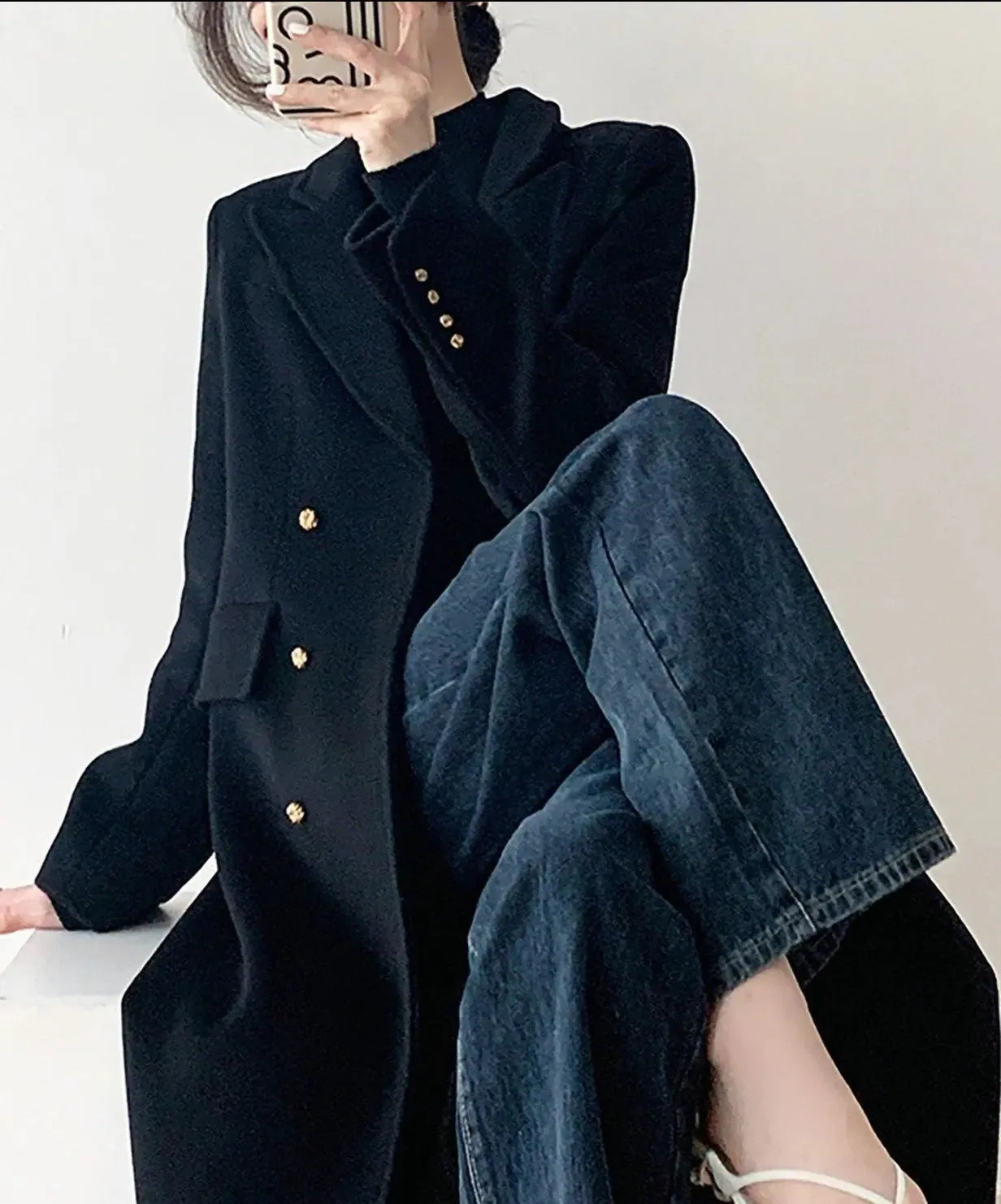 Double Breasted Wool Blend Coat