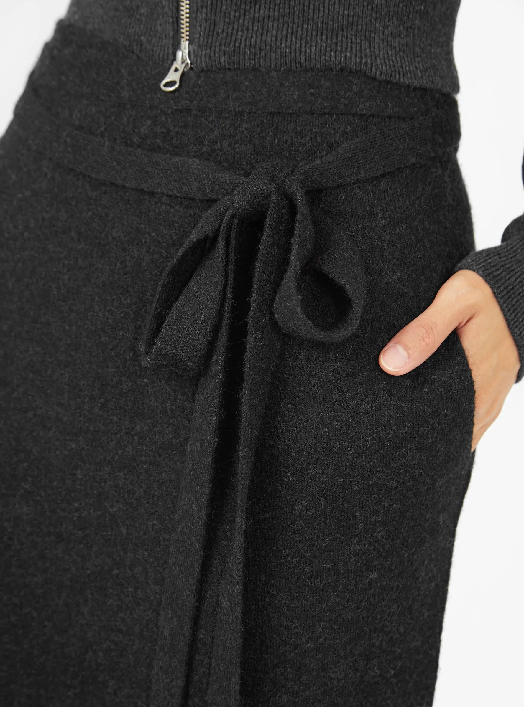 Double Knit Apron Skirt Black Melange