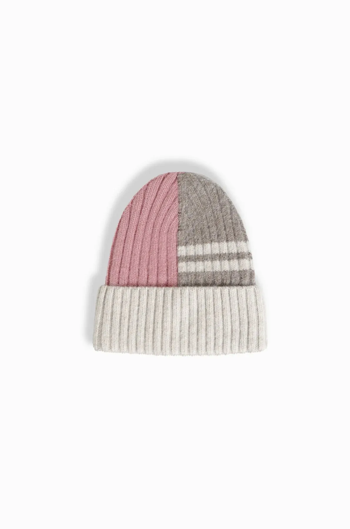 Double Stripe Color Block Beanie | Pink