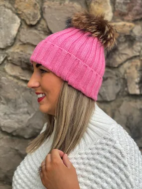 Emma Pom Pom Hat - Baby Pink