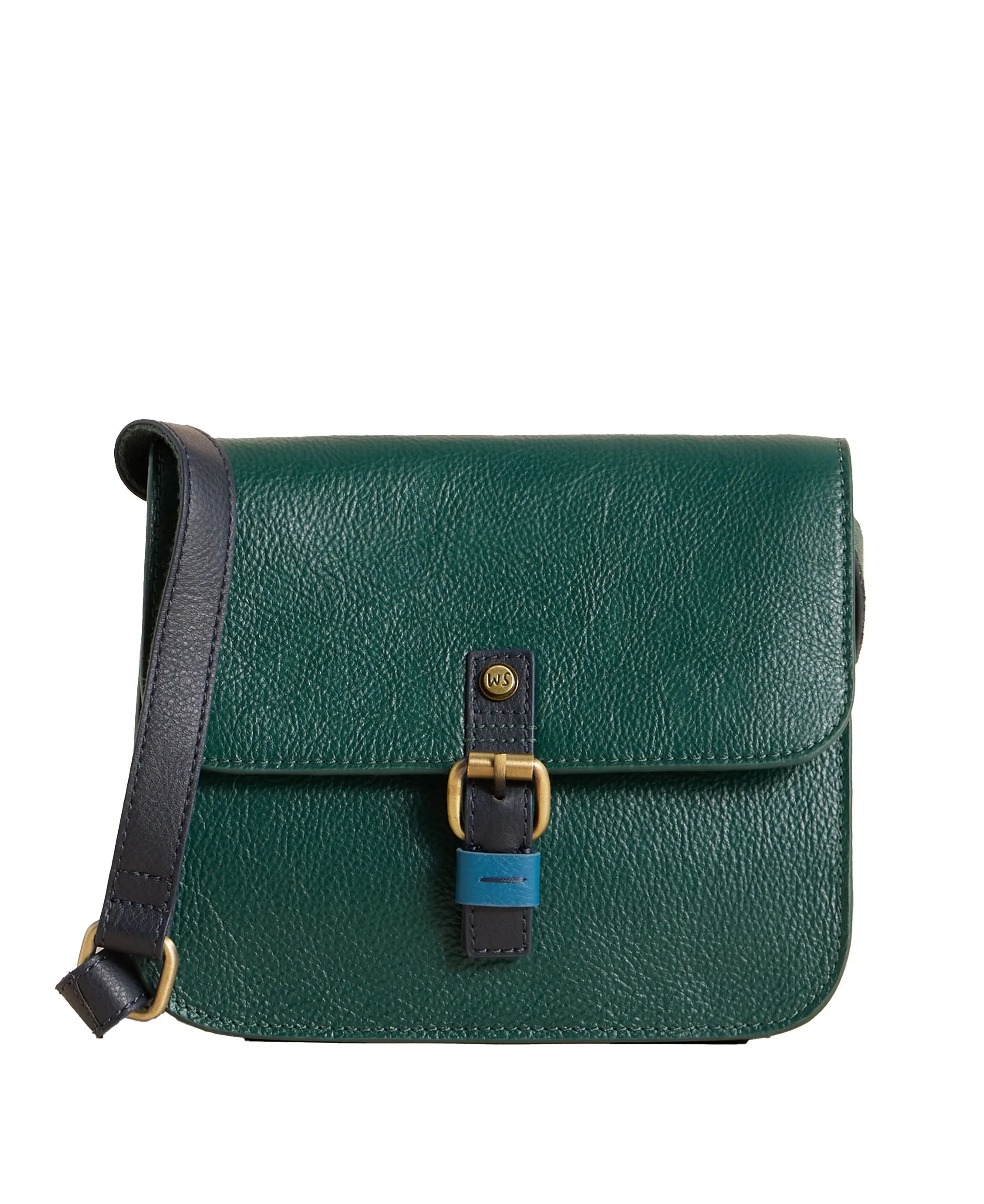 Eve Buckle Leather Satchel - Dark Green