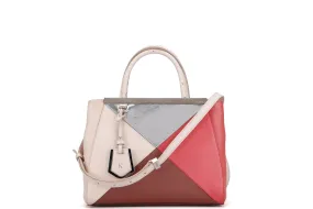 FENDI 8BH253-V0D 2 JOURS (148-2566) PINK & SILVER SAFFIANO LEATHER, SILVER HARDWARE, WITH DUST COVER