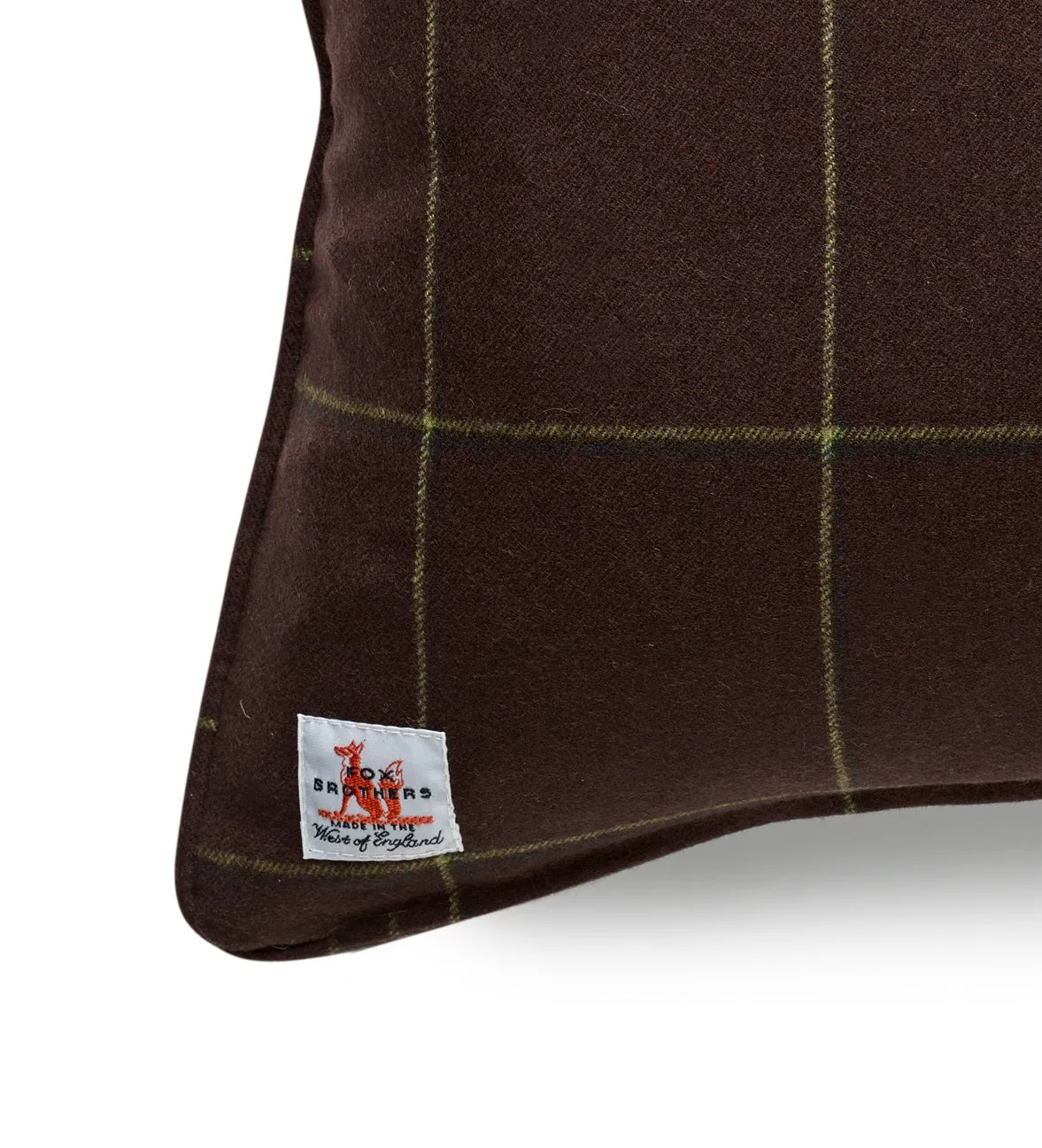 Fox Flannel Alexander Windowpane Cushion in Chocolate