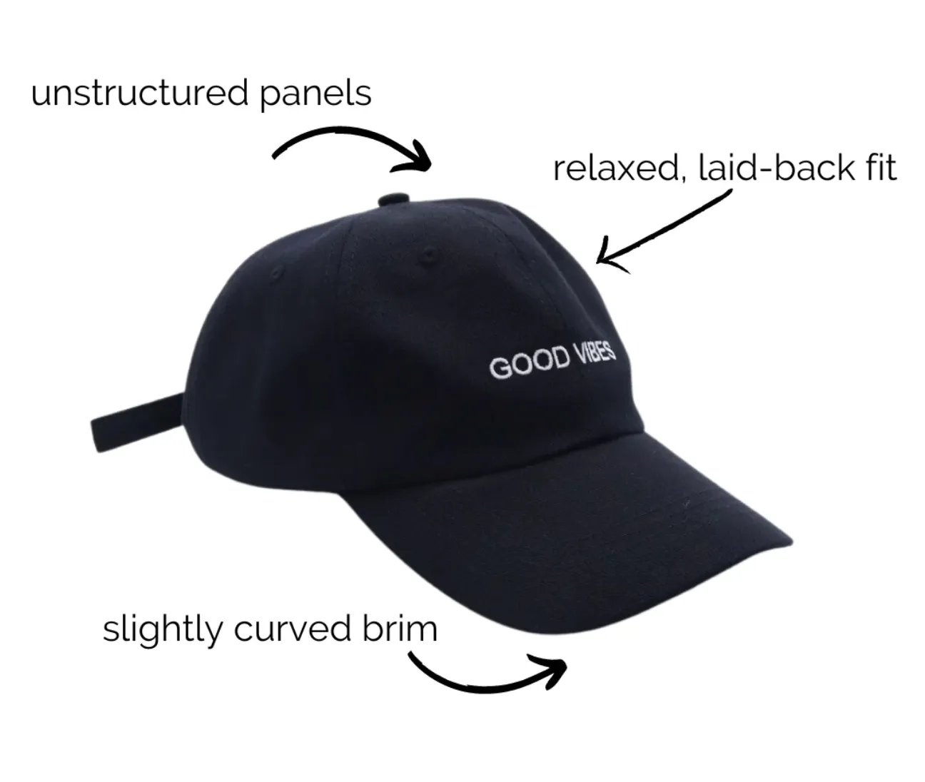 Good Vibes Cap - Black (Baby-Adults)