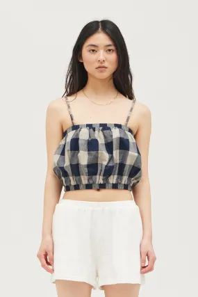 Grade & Gather - Linen Gingham Crop Tank | Midnight