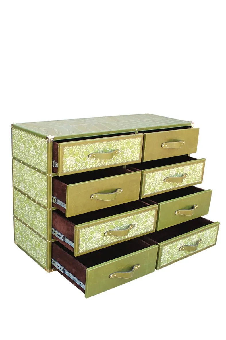 GREENFIELD CHEST OF DRAWERS - LEATHER AND PRINTED COTTON