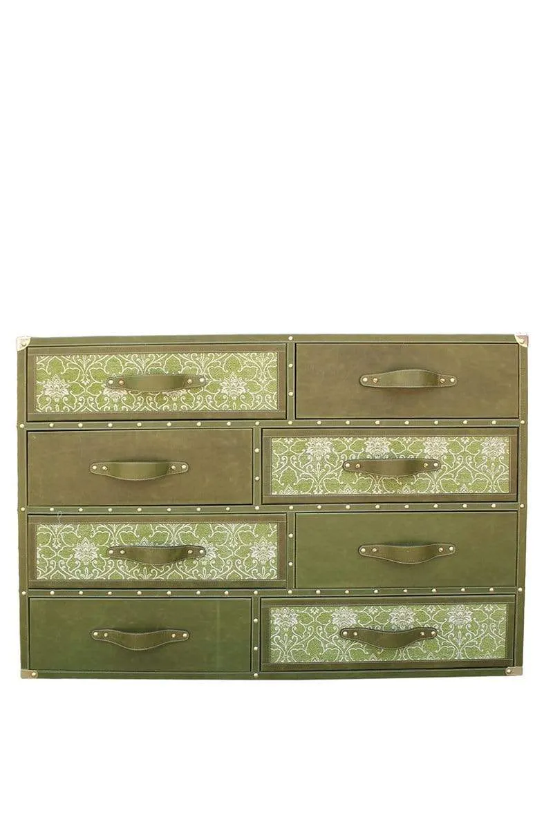 GREENFIELD CHEST OF DRAWERS - LEATHER AND PRINTED COTTON