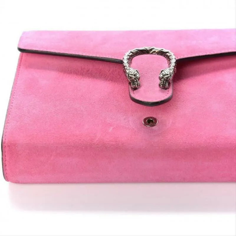 Gucci Chain Wallet Dionysus Mini Pink Suede Cross Body Bag