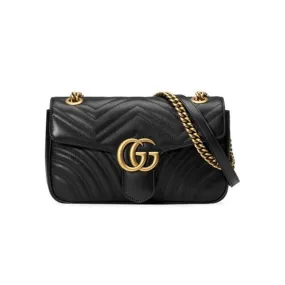 Gucci Marmont Small Gg Black Shoulder Bag Leather