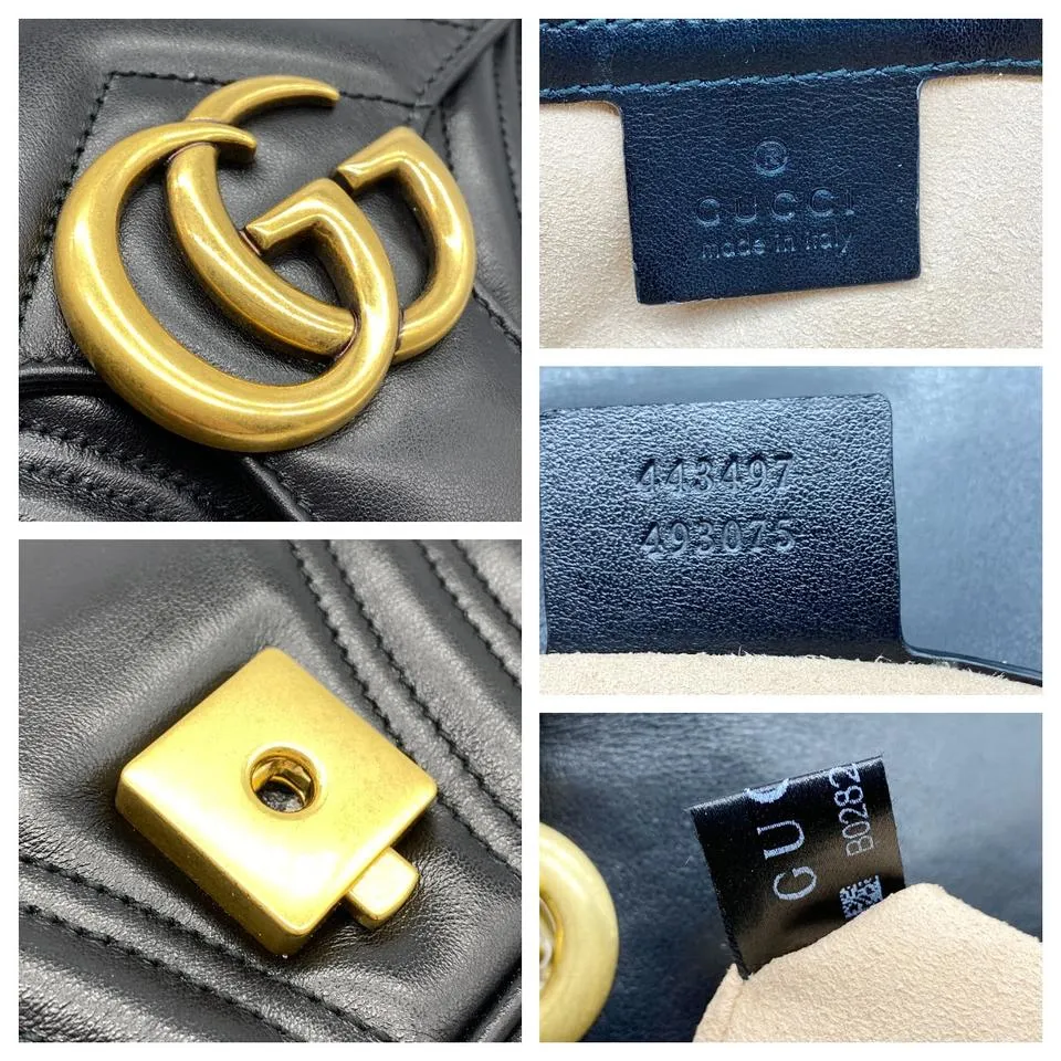 Gucci Marmont Small Gg Black Shoulder Bag Leather