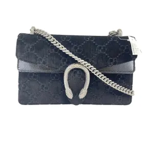 Gucci - NEW Black / Silver Velvet Embossed GG Dionysus Small Shoulder Bag