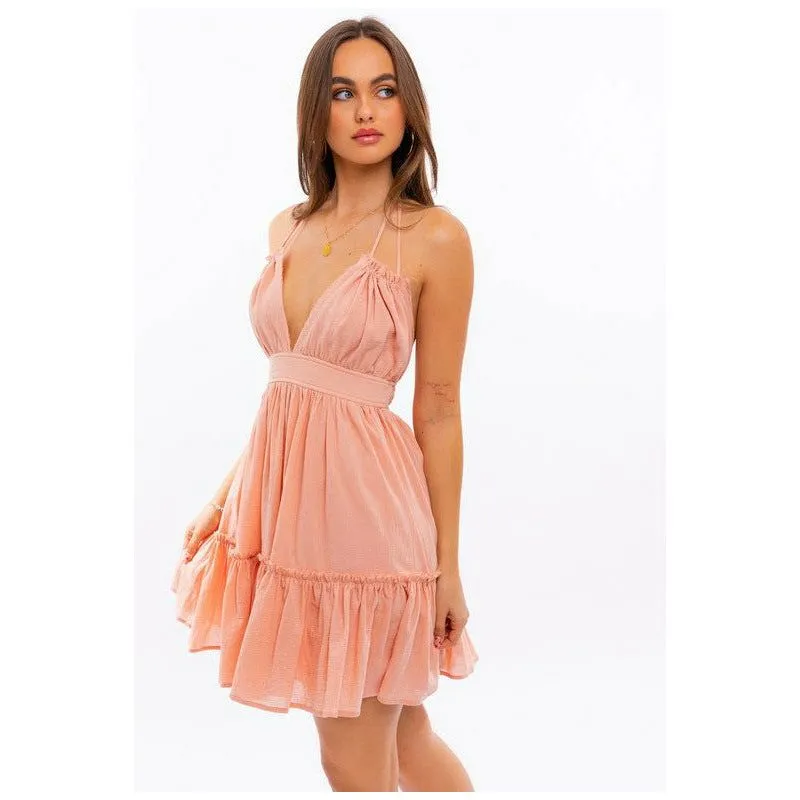 Halter Top Babydoll Tiered Mini Dress