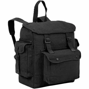 Highlander Black Canvas Webbing Backpack with Pockets - 18L