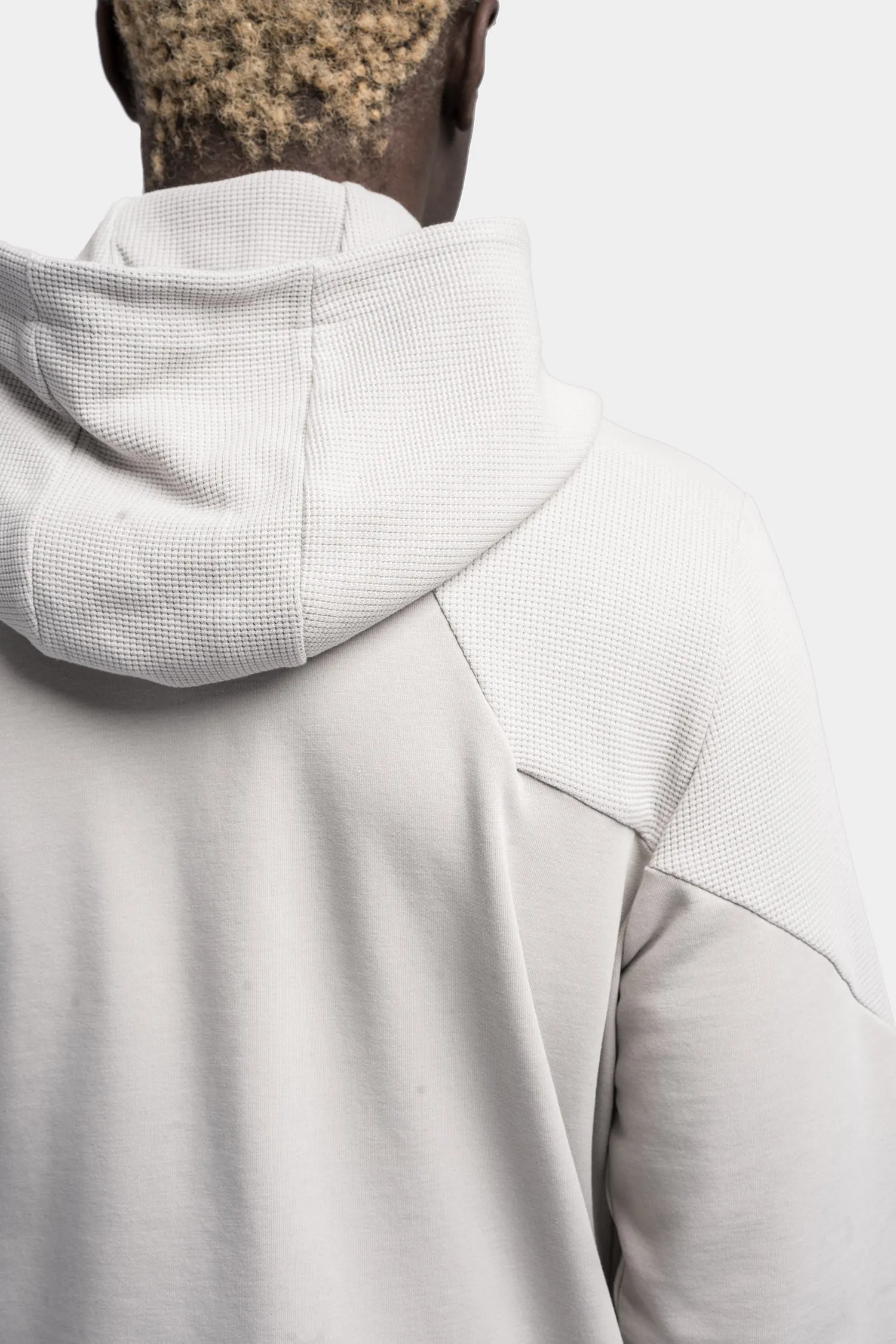 Hooded zip up contrast sweater, Silver