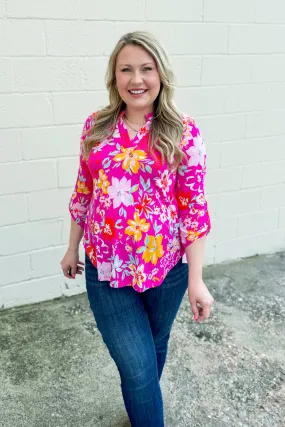 Hottie In The Pink Floral Lizzy Top