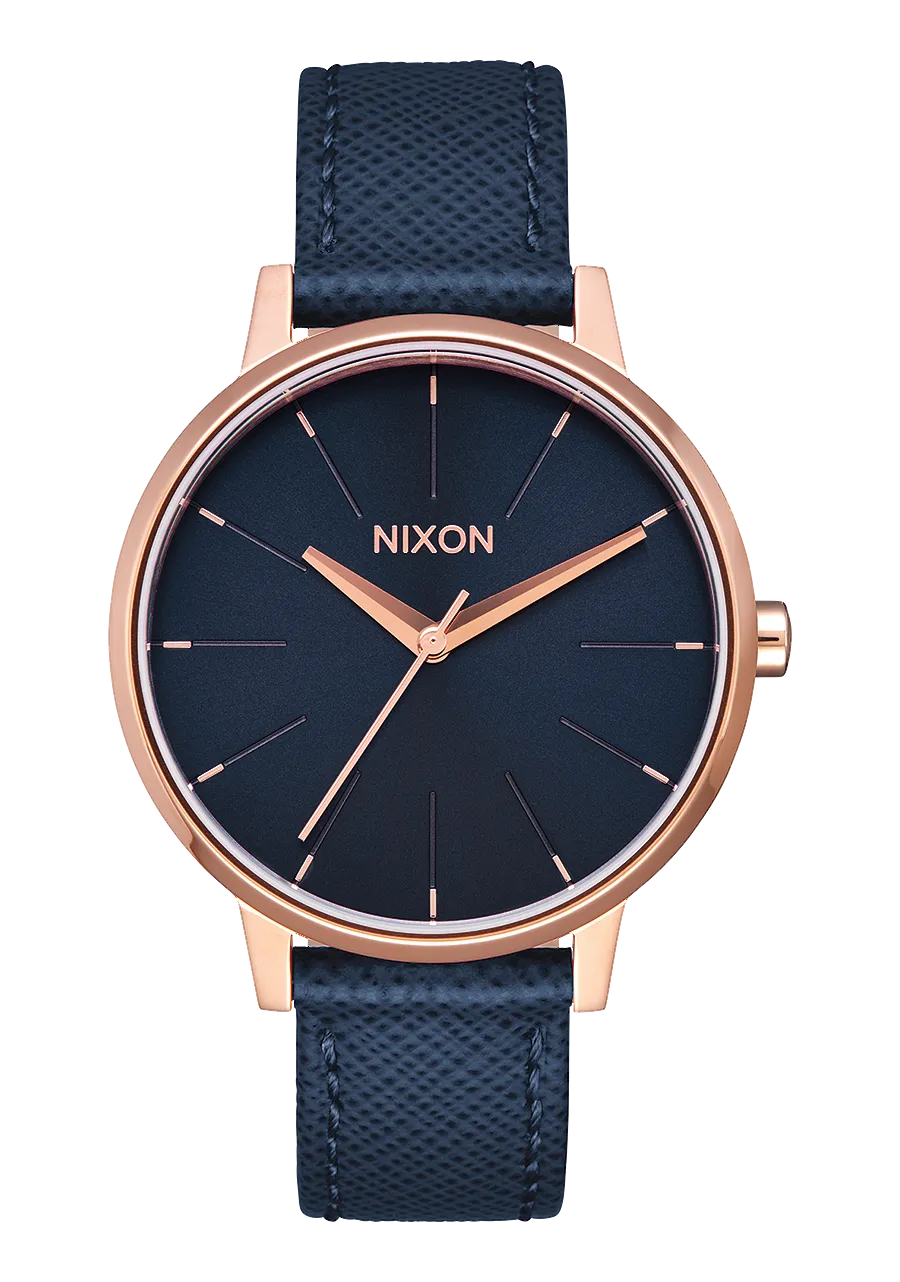 Kensington Leather - Navy / Rose Gold