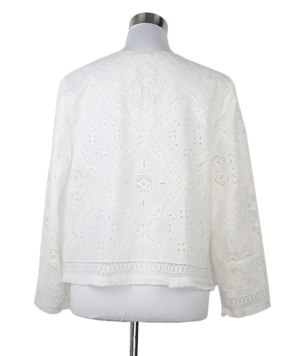 Kobi Halperin White Cotton Cutwork Jacket sz 8