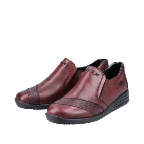 Ladies Rieker Burgundy Leather Twin Gusset Shoes 58462-35 Water Repellent