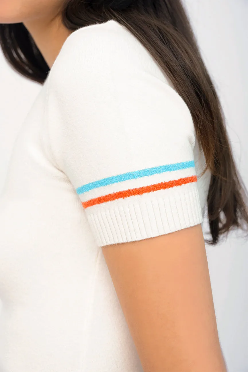 Laser White Peachskin Short Sleeve Crew Neck