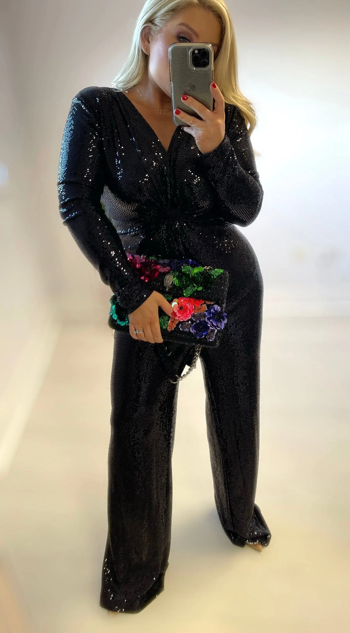 LAURA SEQUIN JUMPSUIT - BLACK