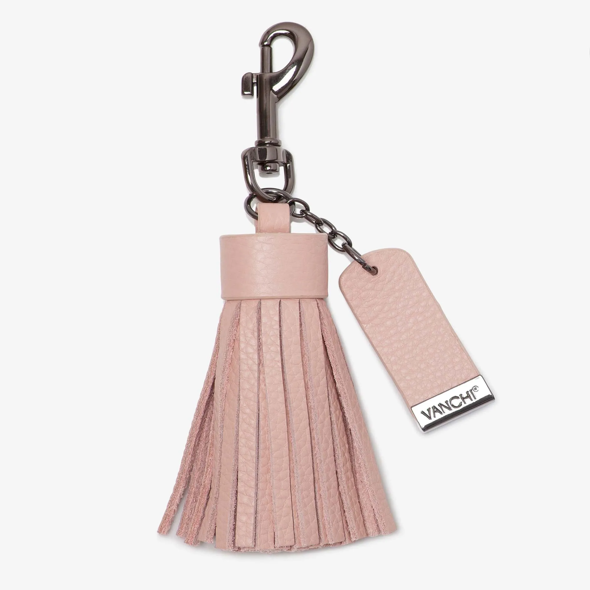 Leather Key Ring/ Bag Tassel   Tan Mini Card Wallet