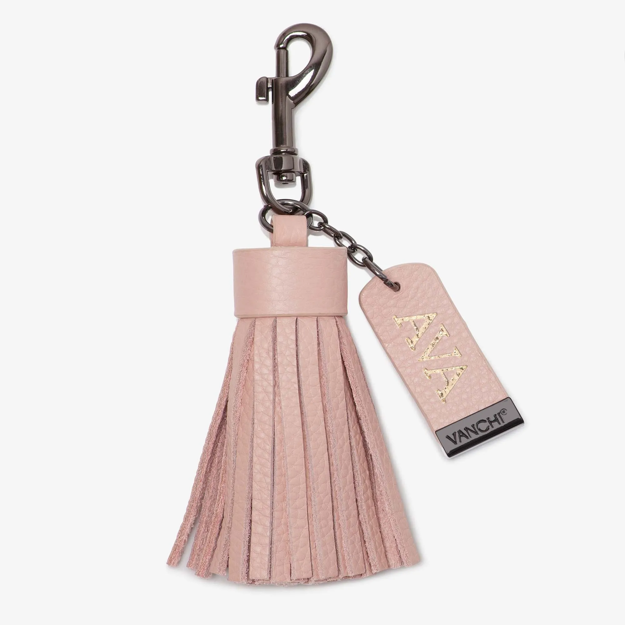 Leather Key Ring/ Bag Tassel   Tan Mini Card Wallet