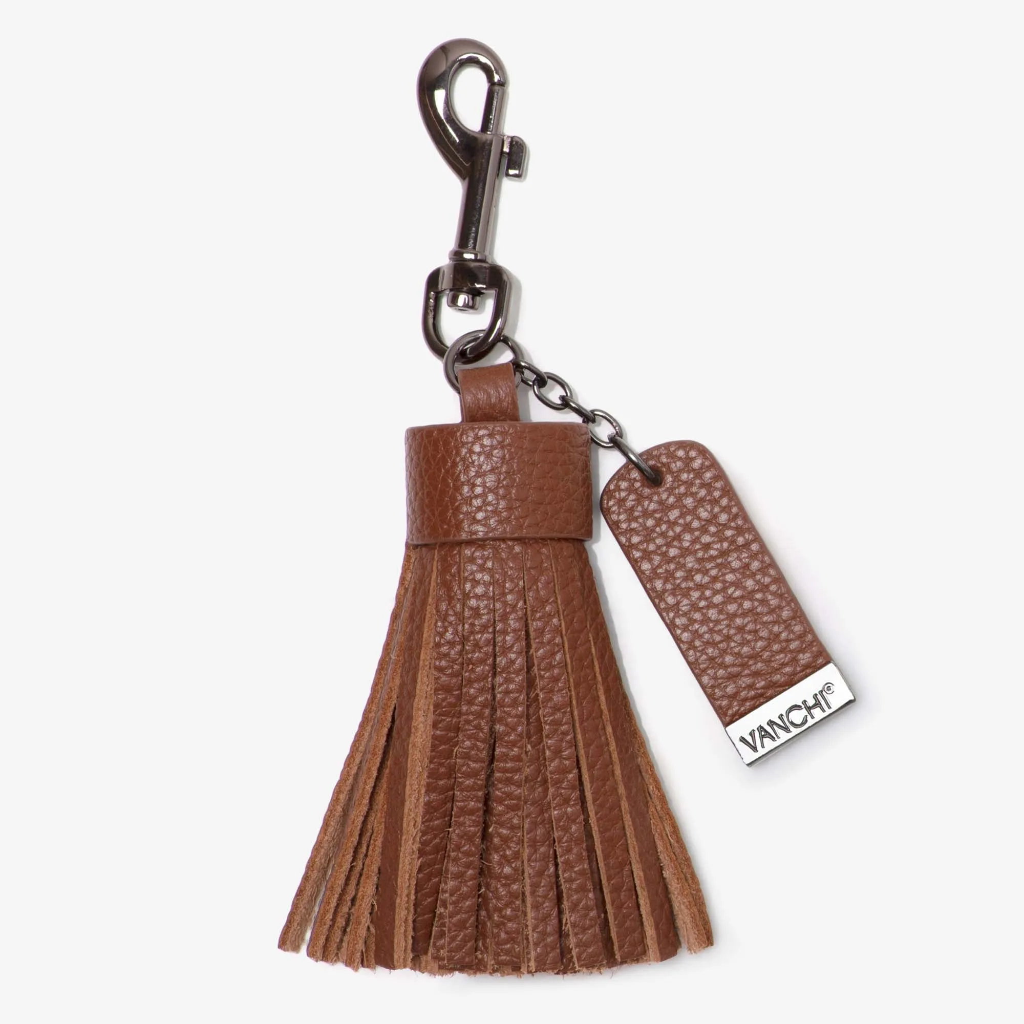 Leather Key Ring/ Bag Tassel   Tan Mini Card Wallet