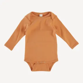 long sleeve lap neck bodysuit | caramel | organic cotton interlock