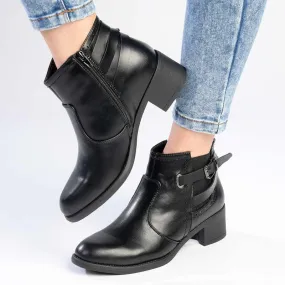 Madison Gusset Fawn Strappy Ankle Boot - Black