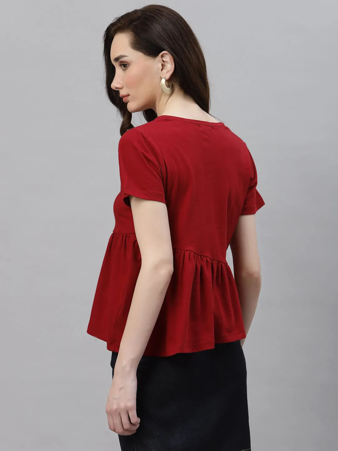 Maroon Peplum Top