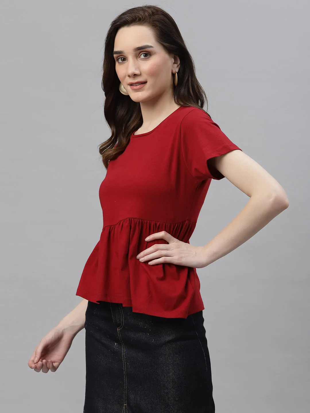 Maroon Peplum Top