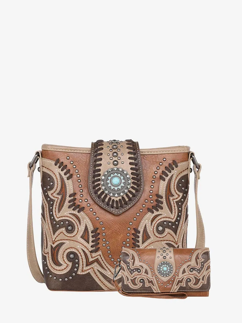 Montana West Laser Cut-out Buckle Concealed Carry Crossbody Bag Set