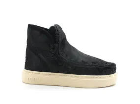 MOU Eskimo Sneaker Bold Stivaletto Pelle Pelo Cracked Black Grey MU.FW411000B