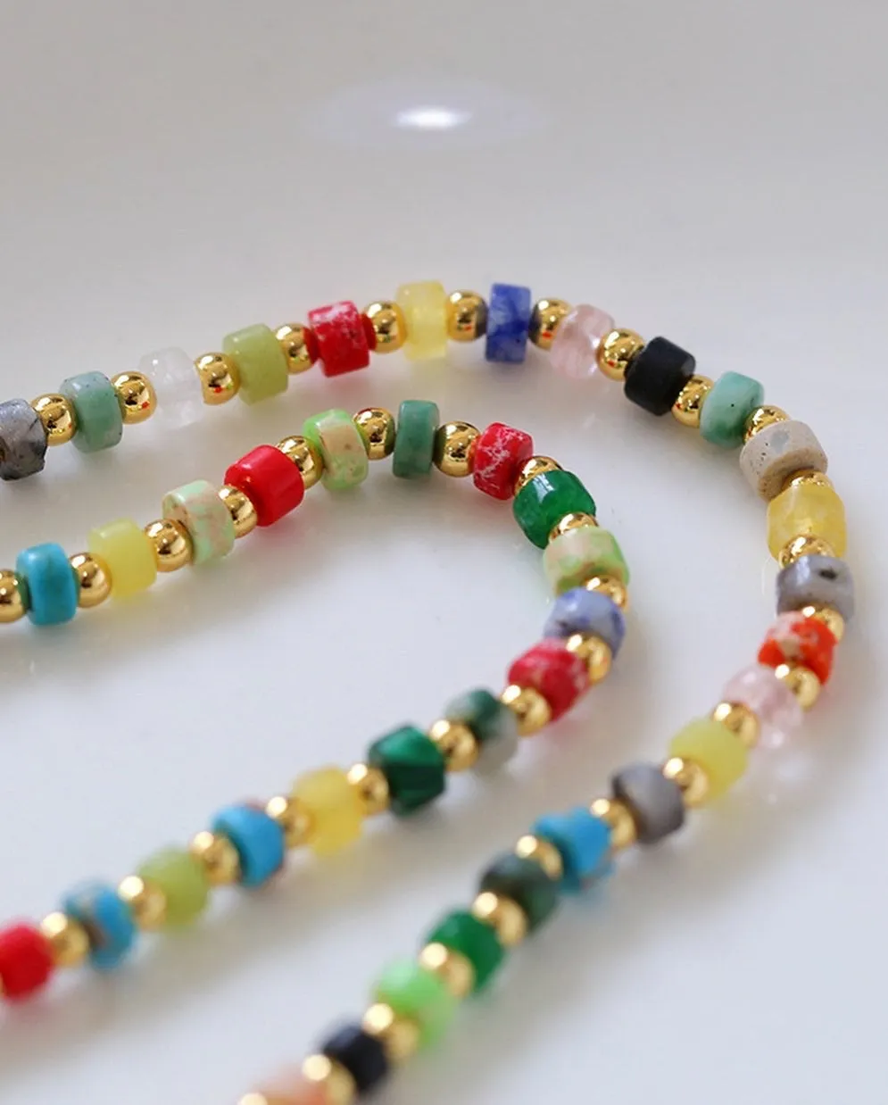 Multi-gems stitching chain colorful necklace and bracelet ( Purchase Individually)