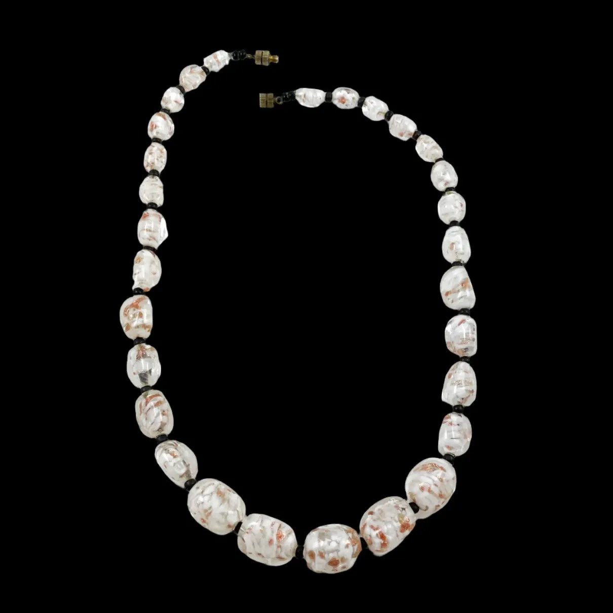 Murano Aventurine Glass Bead Necklace Italian