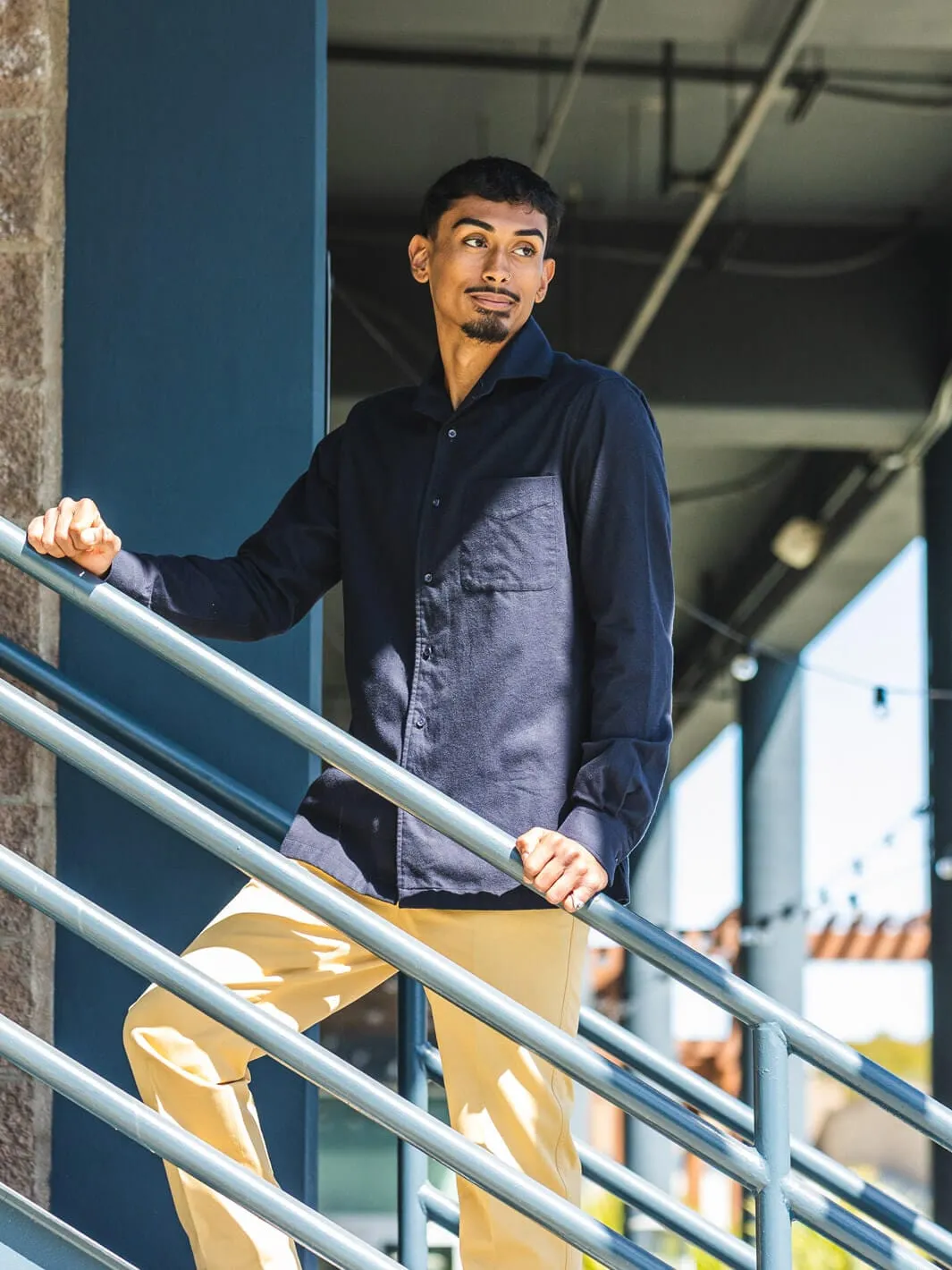 Navy Cotton Flannel Shirt