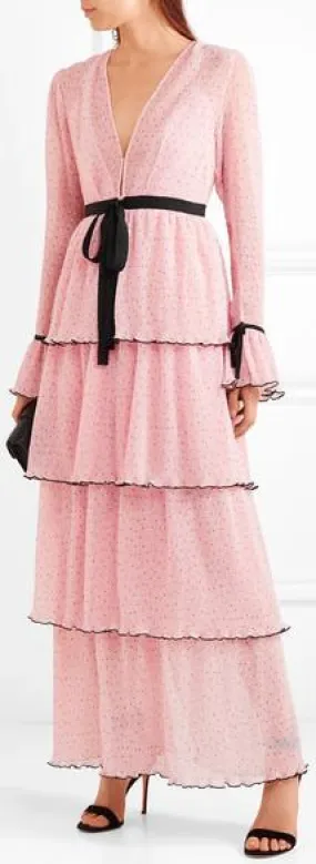 'Now Or Never' Tiered Long Dress , Pink