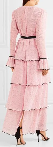 'Now Or Never' Tiered Long Dress , Pink