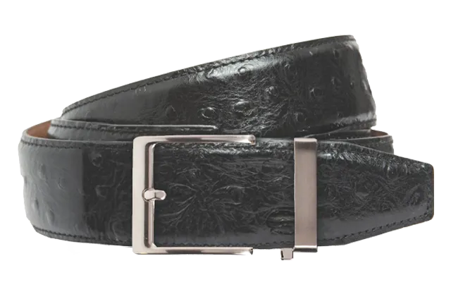 Ostrich Black, 40mm Strap, Dress Belt