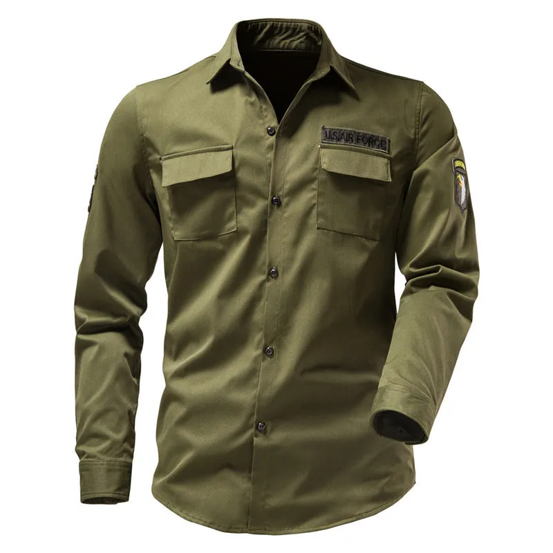 Outdoor Army Fan Multi Pocket Embroidered Men's Shirt