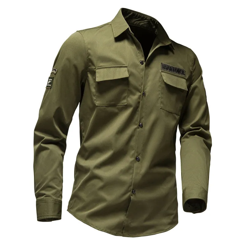 Outdoor Army Fan Multi Pocket Embroidered Men's Shirt