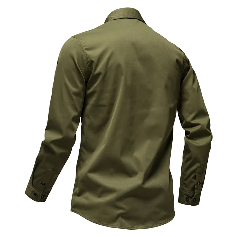 Outdoor Army Fan Multi Pocket Embroidered Men's Shirt