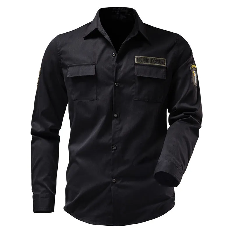 Outdoor Army Fan Multi Pocket Embroidered Men's Shirt