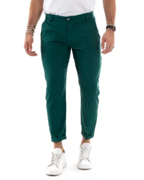 Pantaloni Uomo Tasca America Lungo Classico Casual Tinta Unita Verde GIOSAL-P5901A