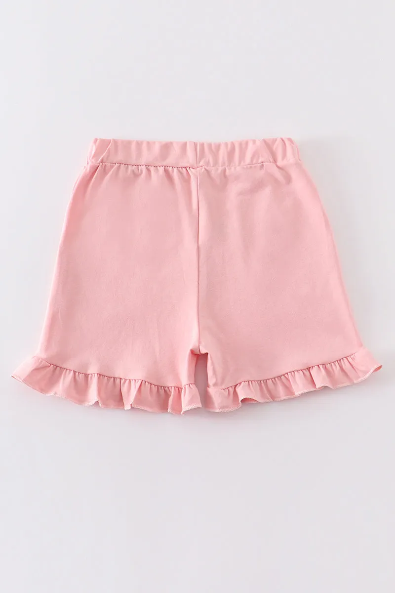 Pink basic ruffle shorts