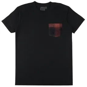 Pocket Tee - Black   Tweedy Cotton Vintage Brushed - Red