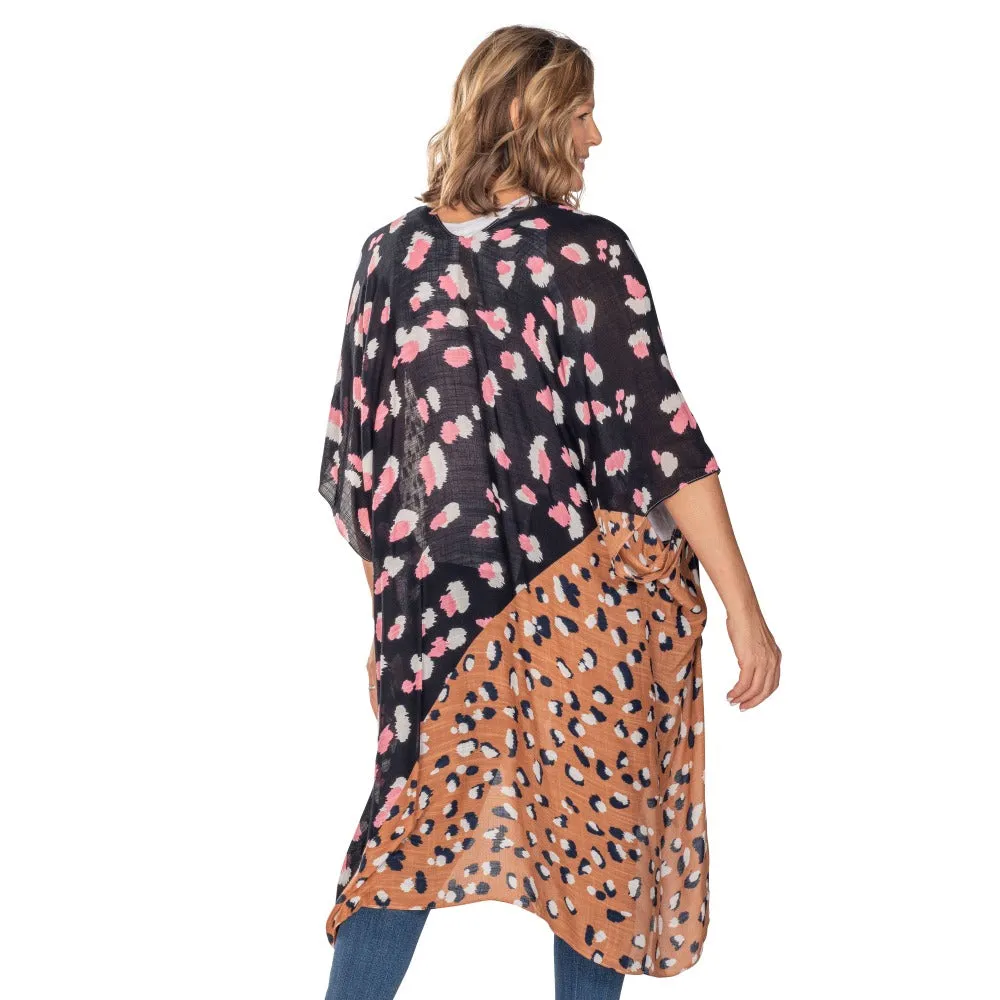 Print Collage Viscose Kimono Topper