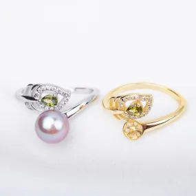 r010687 DIY 7-8mm Natural Freshwater pearl Ring accessory 925 sterling silver Adjustable size engagement jewelry ring for women