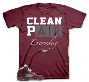 Retro 5 Burgundy Shirt - Clean Pair - Burgundy