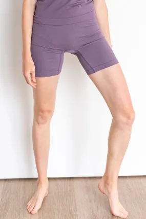 Ribbed Contour Bamboo Shorts - Dusty Purple